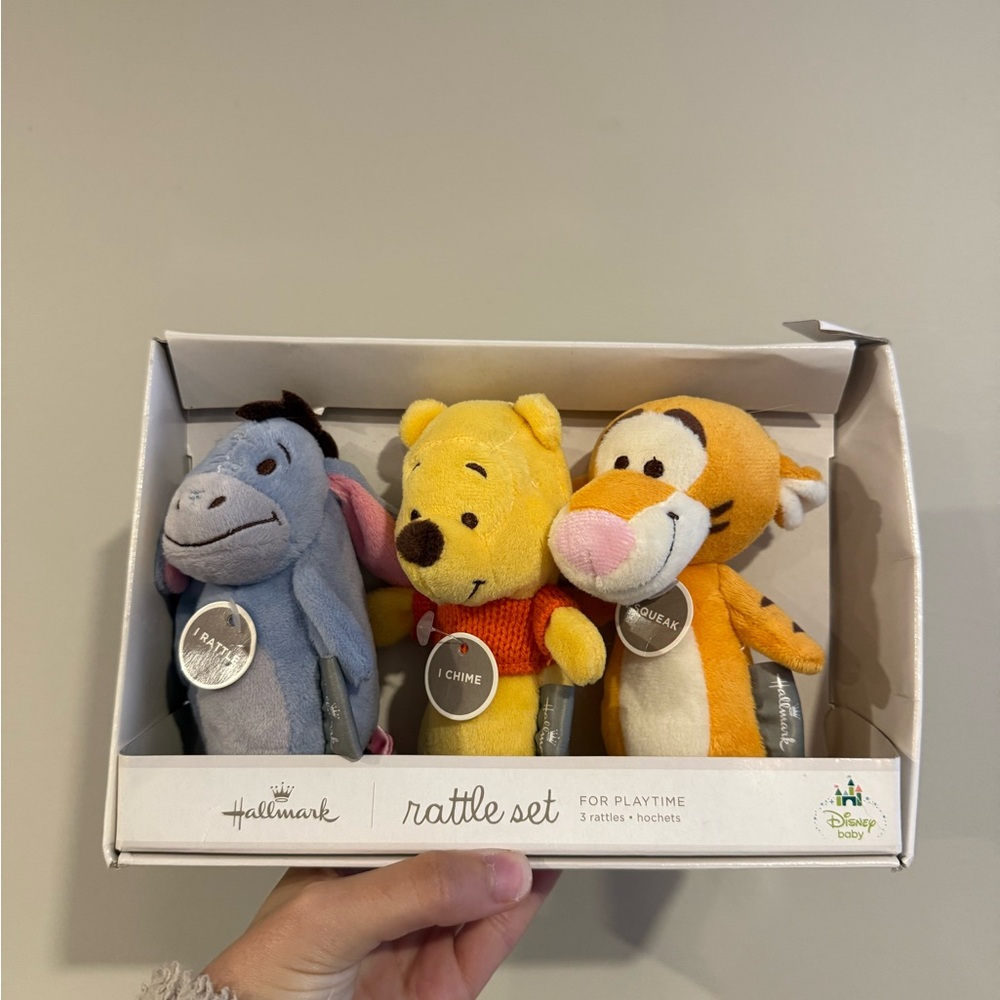 Hallmark Disney Baby Winnie the Pooh, Eeyore, and Tigger rattle set BNIB